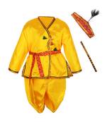 Yellow Polyester Plain Boys Dhoti Kurta