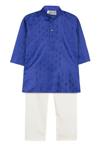 Blue Jacquard Plain Boys Kurta Pyjama