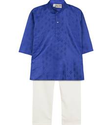 Blue Jacquard Plain Boys Kurta Pyjama
