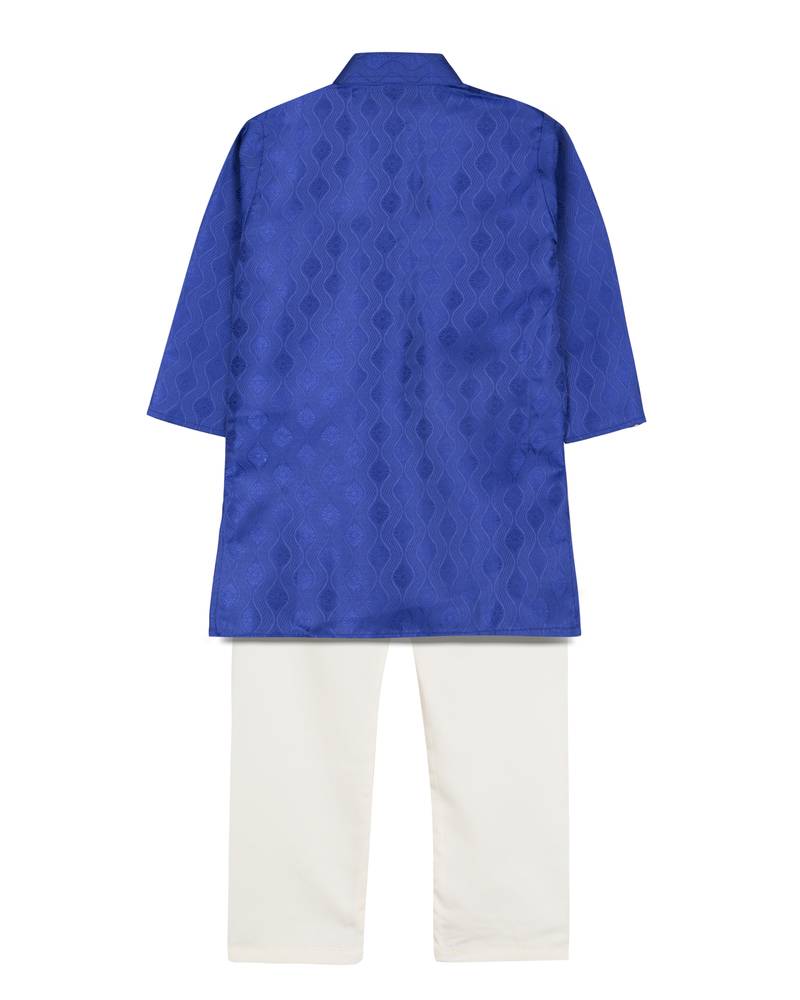 Blue Jacquard Plain Boys Kurta Pyjama