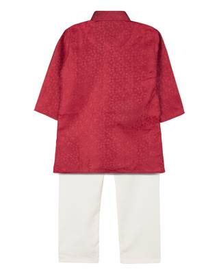 Maroon Jacquard Plain Boys Kurta Pyjama 2