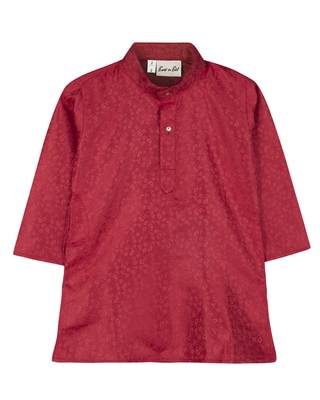 Maroon Jacquard Plain Boys Kurta Pyjama 3