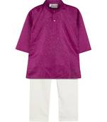 Purple Jacquard Plain Boys Kurta Pyjama