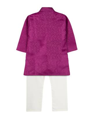 Purple Jacquard Plain Boys Kurta Pyjama 2