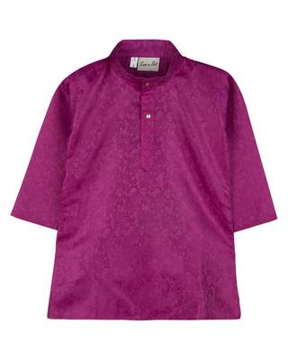 Purple Jacquard Plain Boys Kurta Pyjama 3