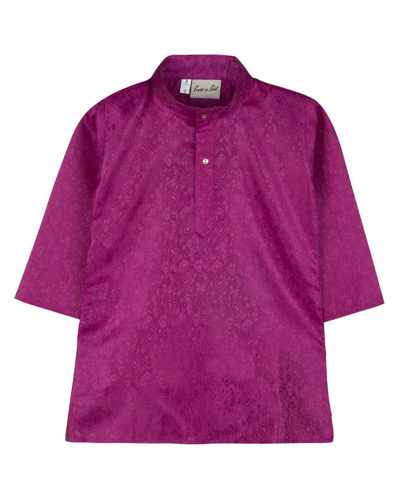 Purple Jacquard Plain Boys Kurta Pyjama