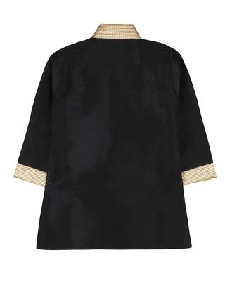 Black Silk Blend Plain Boys Kurta Pyjama 3