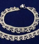 Silver Plated Chain Payal Anklets Pair Sp16