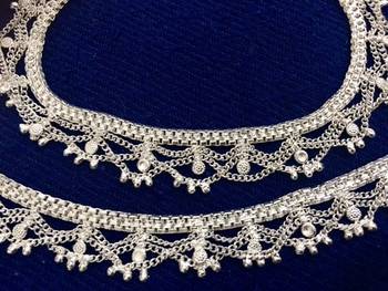 Silver Plated Chain Payal Anklets Pair Sp16 2