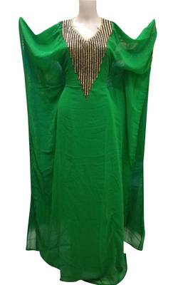 Dark green georgette zari stone work islamic style farasha 1