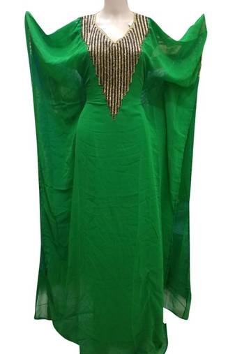 Dark green georgette zari stone work islamic style farasha