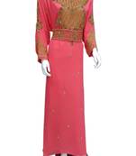 Peach georgette zari stone work islamic style farasha