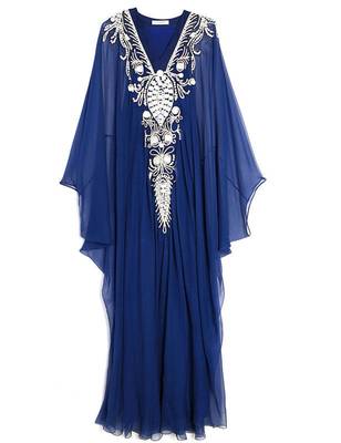 Blue georgette zari stone work islamic style farasha 1