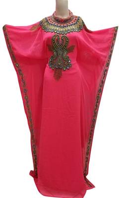 Peach georgette zari stone work islamic style farasha 1