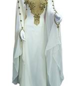 White georgette zari stone work islamic style farasha