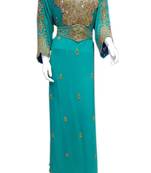 Turquoise georgette zari stone work islamic style farasha