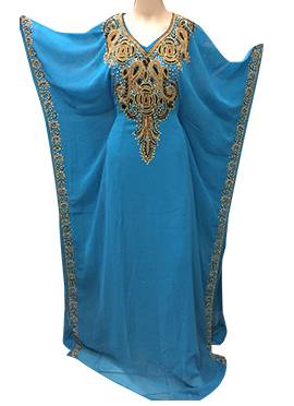 Blue georgette zari stone work islamic style farasha 1