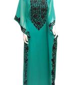 Turquoise georgette zari stone work islamic style farasha