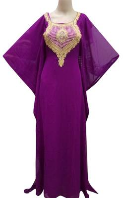 Purple georgette zari stone work islamic style farasha 1