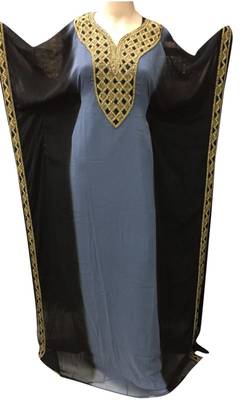 Grey and black georgette zari stone work islamic style farasha 1
