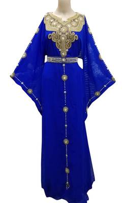 Royal blue georgette zari stone work islamic style farasha 1