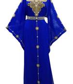 Royal blue georgette zari stone work islamic style farasha