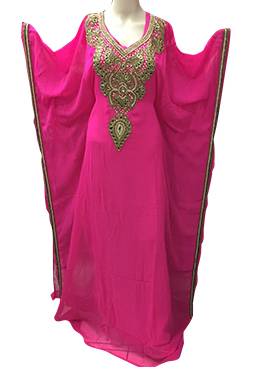 Pink georgette zari stone work islamic style farasha 1