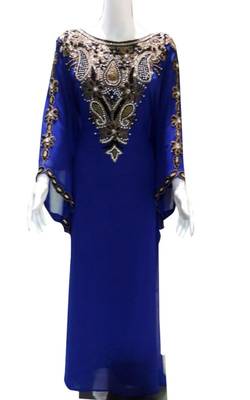 Blue georgette zari stone work islamic style farasha 1