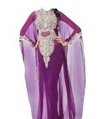 Purple georgette zari stone work islamic style farasha