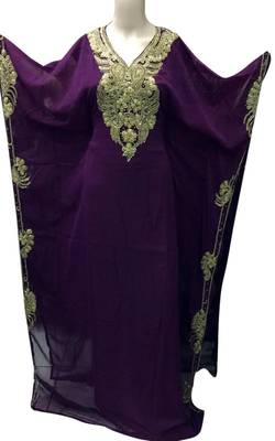 Purple georgette zari stone work islamic style farasha 1