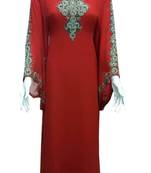 Red georgette zari stone work islamic style farasha