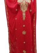 Red georgette zari stone work islamic style farasha