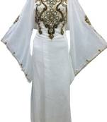 White georgette zari stone work islamic style farasha