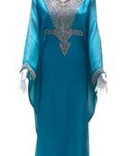 Turquoise georgette zari stone work islamic style farasha