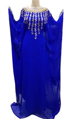 Royal blue georgette zari stone work islamic style farasha 1
