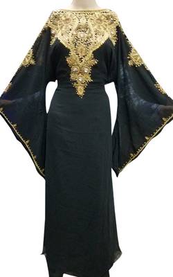 Black georgette zari stone work islamic style farasha 1