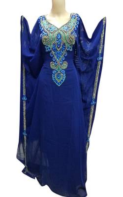 Blue georgette zari stone work islamic style farasha 1