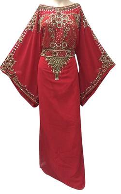 Red georgette zari stone work islamic style farasha 1