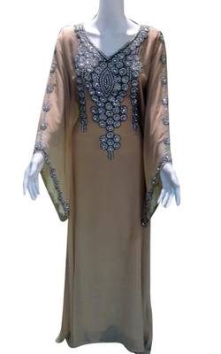 Brown Georgette Zari Work Farasha 1