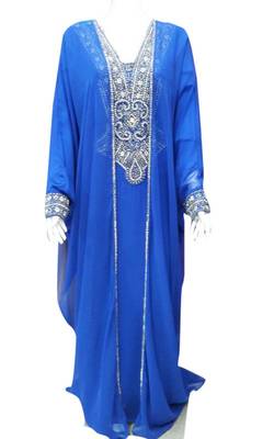 Blue georgette zari stone work islamic style farasha 1