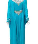 Turquoise georgette zari stone work islamic style farasha