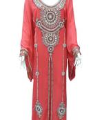 Peach georgette zari stone work islamic style farasha
