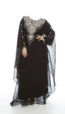 Black georgette zari stone work islamic style farasha 1