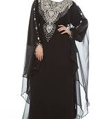 Black georgette zari stone work islamic style farasha