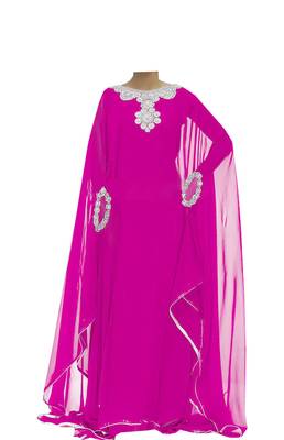 Pink georgette zari stone work islamic style farasha 1