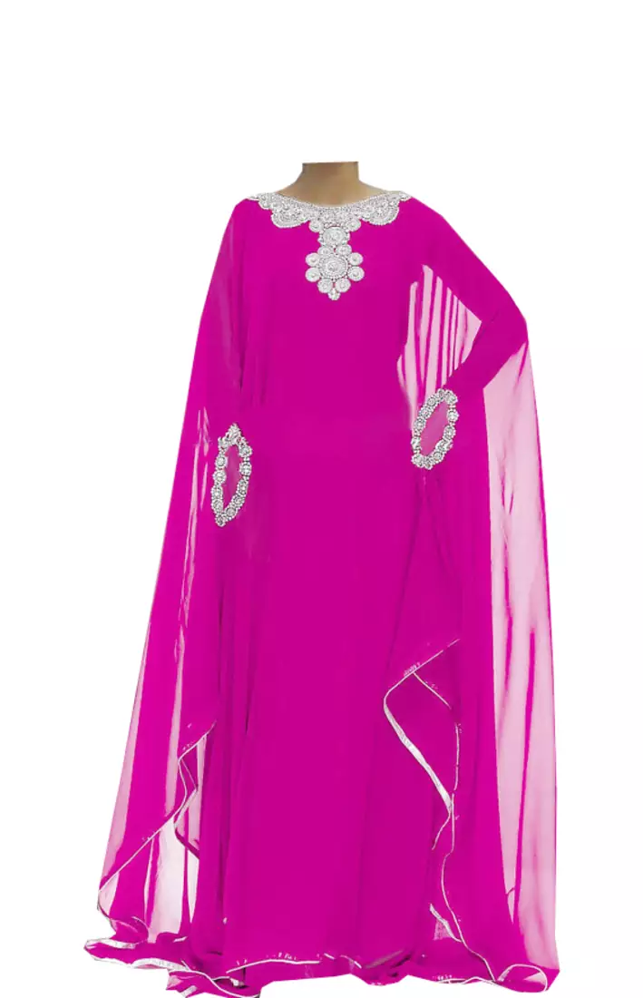 Pink georgette zari stone work islamic style farasha