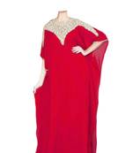 Red georgette zari stone work islamic style farasha