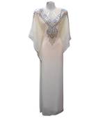 White georgette zari stone work islamic style farasha