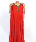 Red georgette zari stone work islamic style farasha