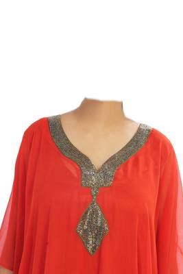 Red georgette zari stone work islamic style farasha 4